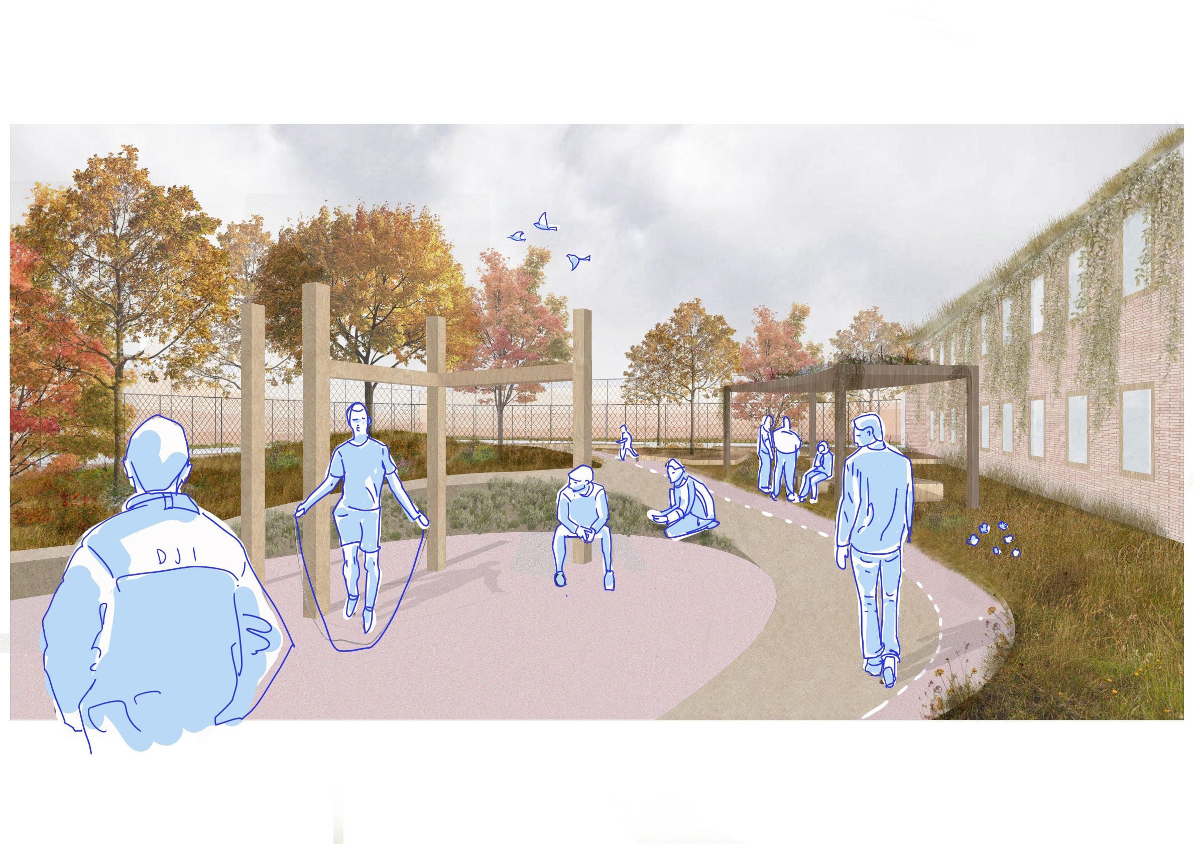 Decoratieve impressie van een park